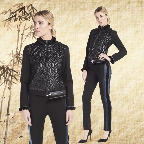 SAVE THE QUEEN JACKET BLACK FAUX ECO LEATHER & FUR ZIPPER sz XS EXTRA SMALL